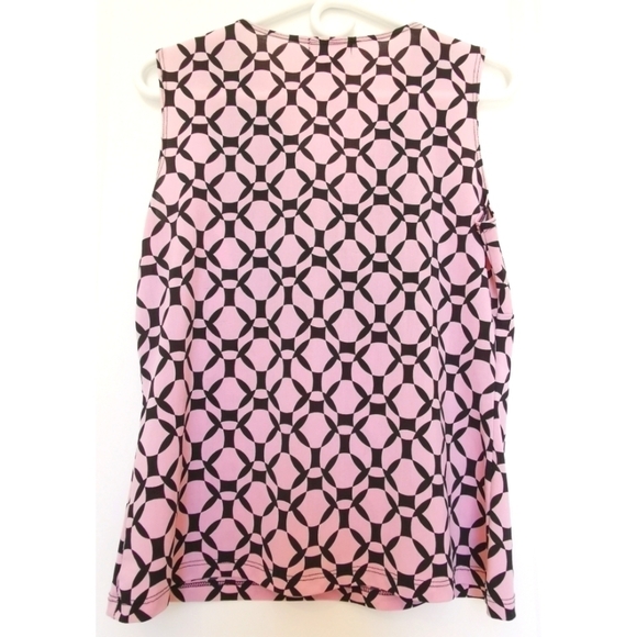 Laura top geometric pink black sleeveless V neck Work Wear - Picture 4 of 7